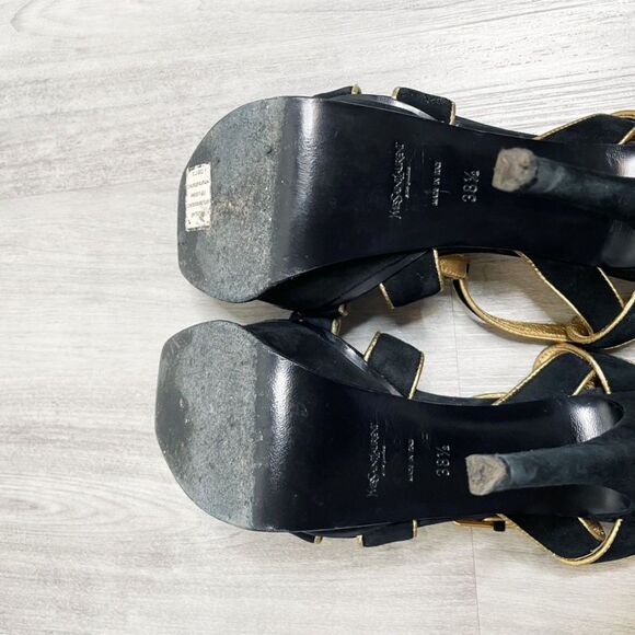Yves Saint Laurent Tribute Black Suede Sandals - Picture 5 of 11